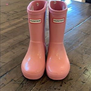 Toddler size 8 hunter pink sparkle rain boots